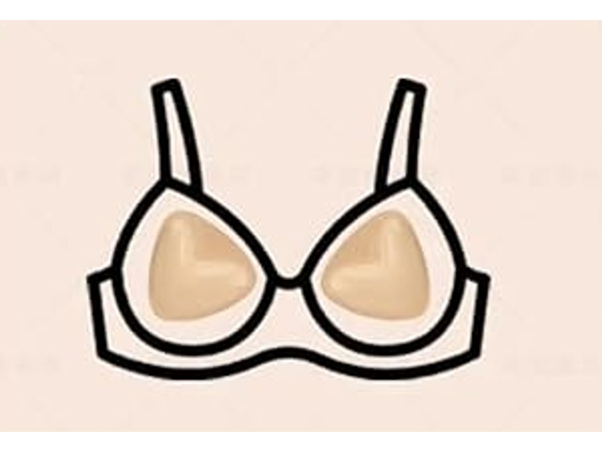 Drawing of a bra with a pad placed inside each cup